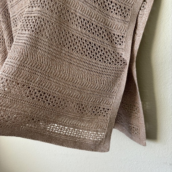 J. Jill Light Open-Stitch Poncho Sweater Cotton Blend Tan Beige sz S-L - Picture 9 of 11